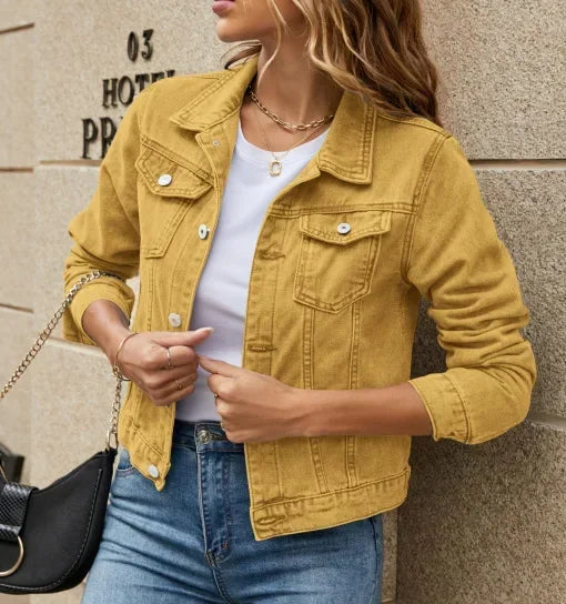 Elevate Your Style with Our New Long Sleeve Slim Fit Denim Jacket for Women – Perfect for Spring/Summer!