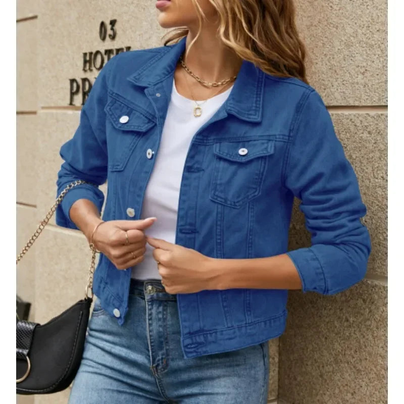 Elevate Your Style with Our New Long Sleeve Slim Fit Denim Jacket for Women – Perfect for Spring/Summer!